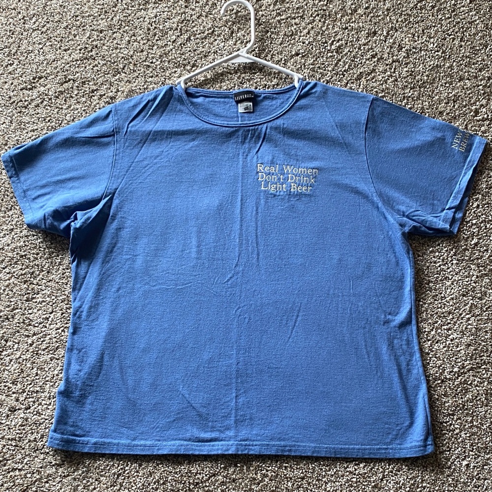 Blue Short-Sleeve Graphic Tee - "Real Women Don't Drink Light Beer" J